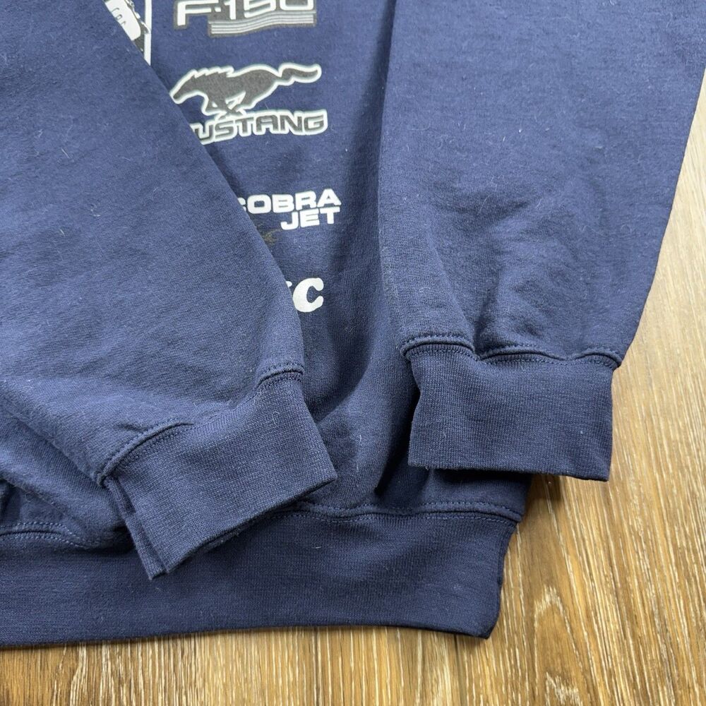 Ford Sweatshirt Mens M Blue Truck Bronco Mustang Cobra Engine Racing Sweater - Picture 7 of 11